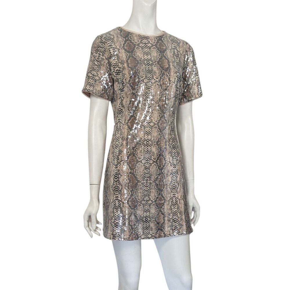 D.ARK Sequin Snake Print Mini Dress Women's S Short Sleeve Party Cocktail